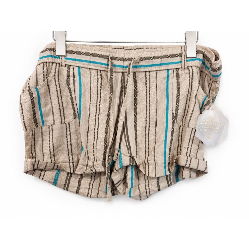Altar’d State Shorts Womens Large Coastal Boho Linen Look Cotton Viscose Striped